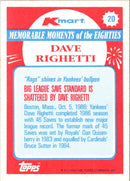 1988 Topps Kmart Memorable Moments Dave Righetti