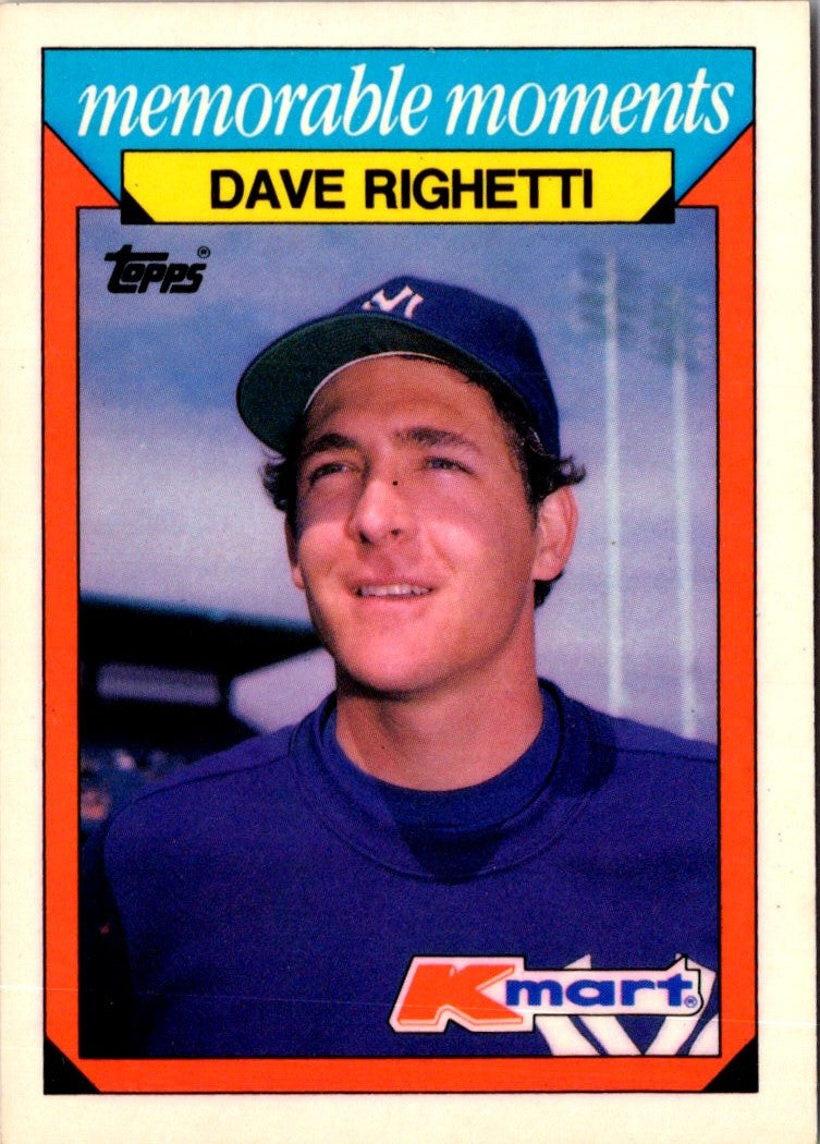 1988 Topps Kmart Memorable Moments Dave Righetti