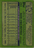 1982 Topps Bob Owchinko #243