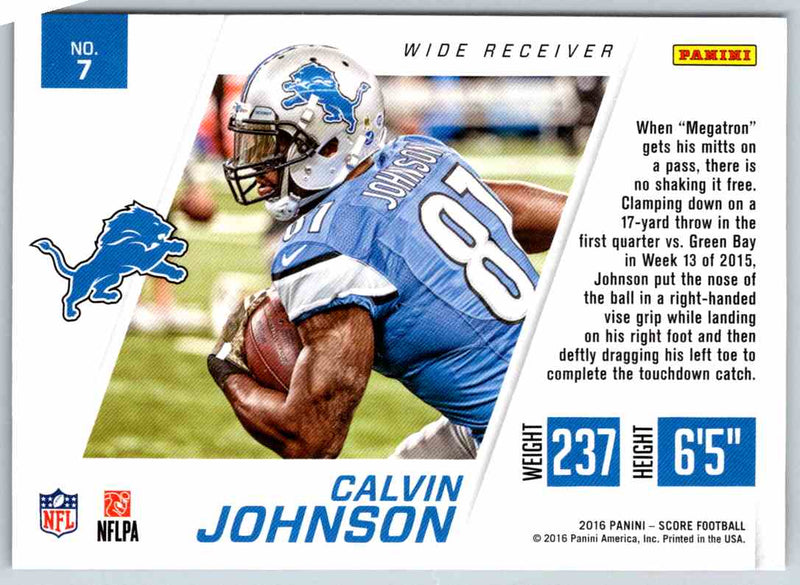 2016 Score Calvin Johnson