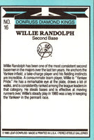 1986 Donruss Willie Randolph #16