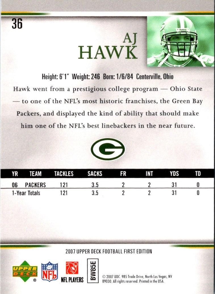 2007 Upper Deck First Edition A.J. Hawk