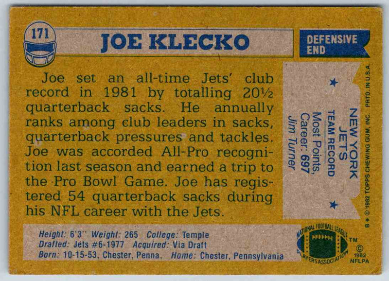 1982 Topps Joe Klecko