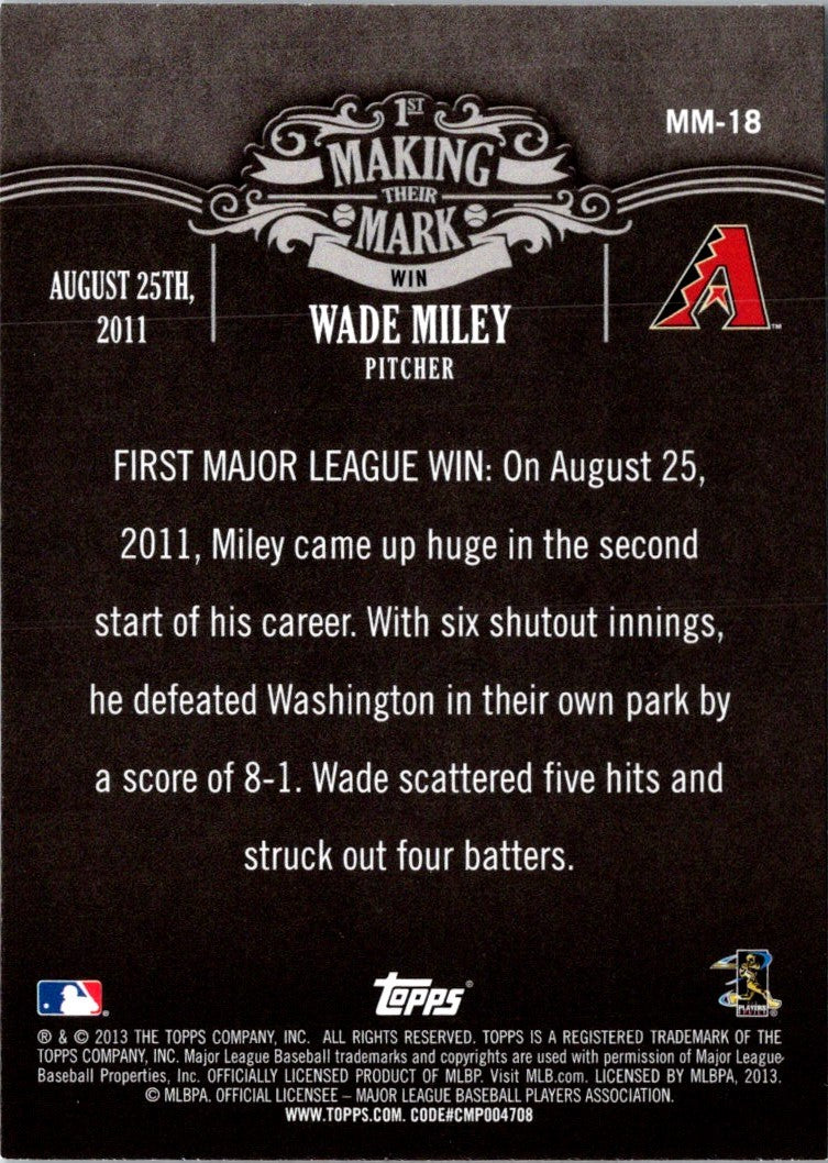 2013 Topps Making Their Mark Wade Miley