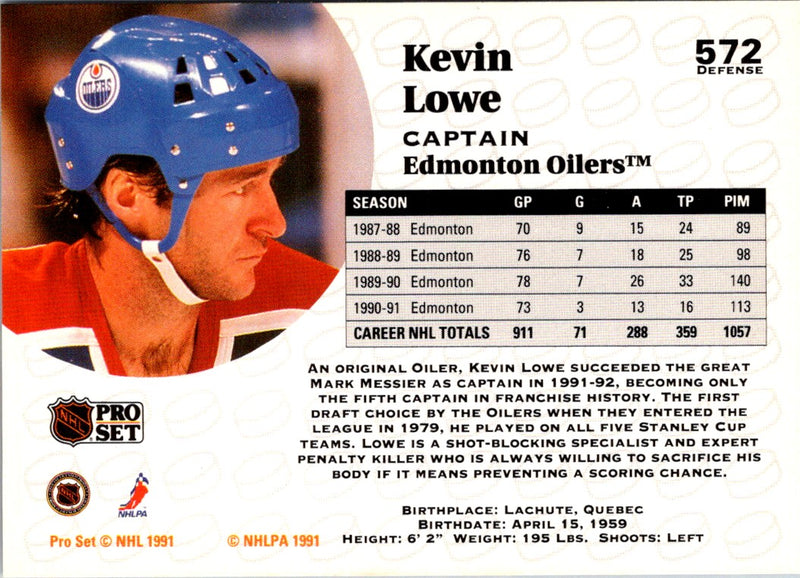 1991 Pro Set Kevin Lowe