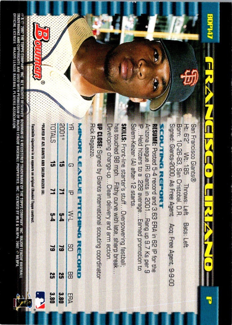 2002 Bowman Draft Picks & Prospects Francisco Liriano