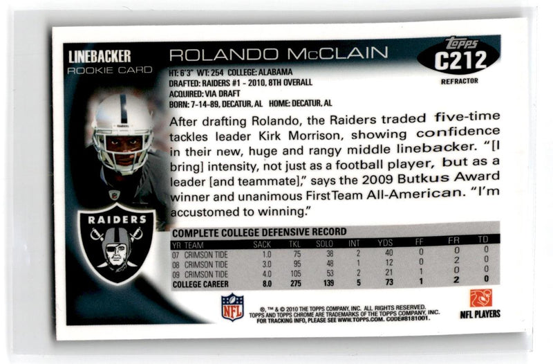 2010 Topps Chrome Rolando McClain
