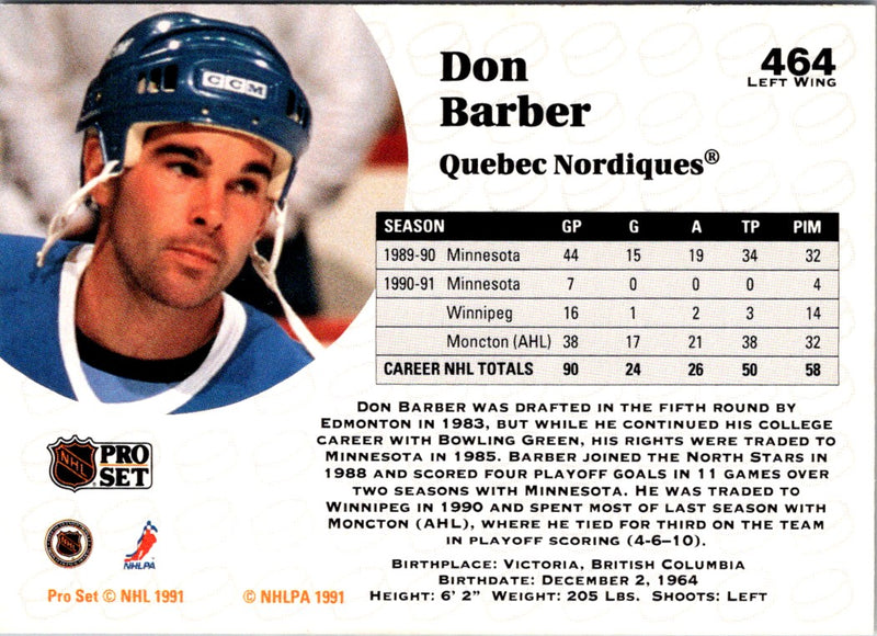 1991 Pro Set Don Barber