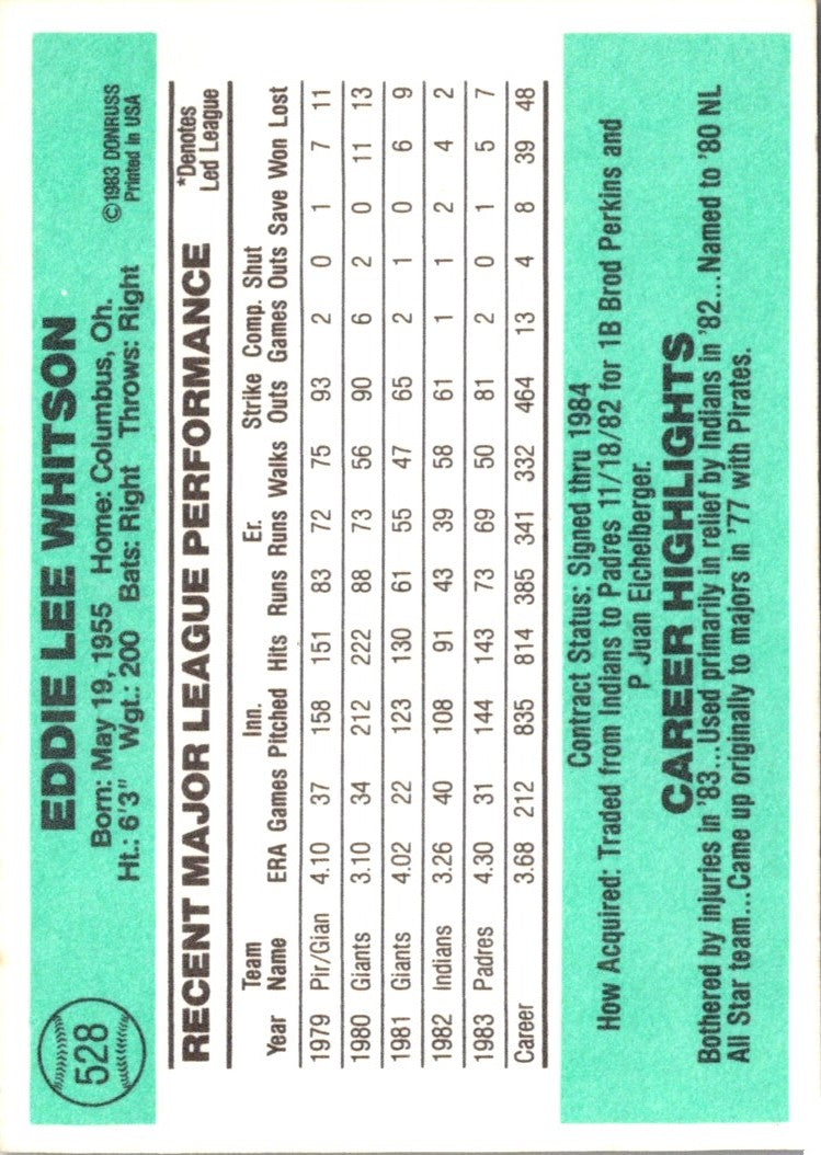 1984 Donruss Ed Whitson