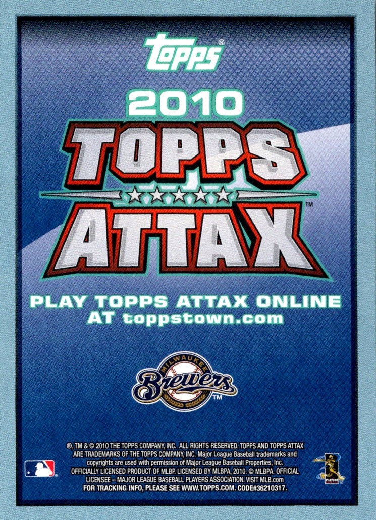 2010 Topps Update Attax Code Cards Ryan Braun