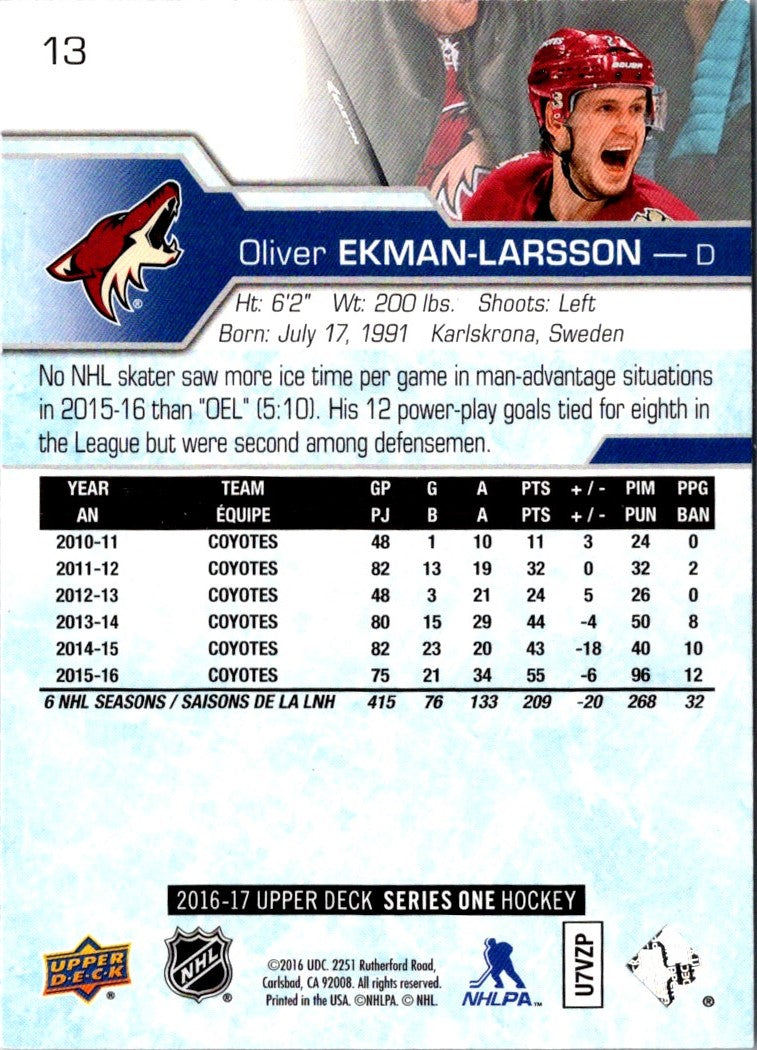 2016 Upper Deck Oliver Ekman-Larsson