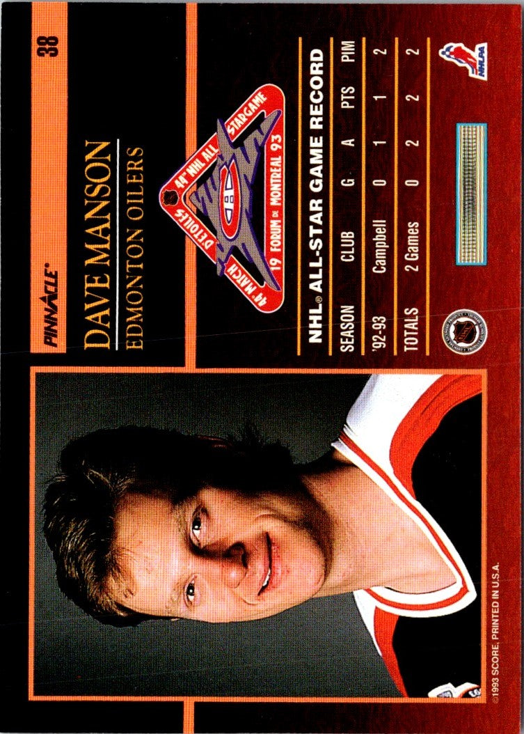 1993 Score Pinnacle All-Stars Dave Manson