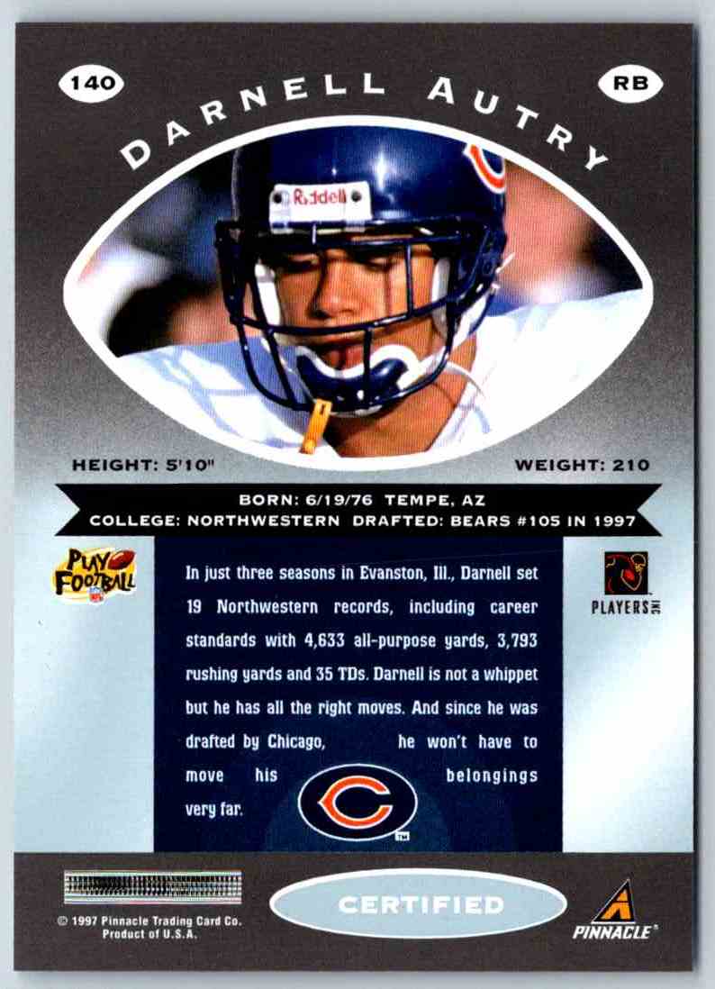 1997 Pinnacle Certified NFL Darnell Autry
