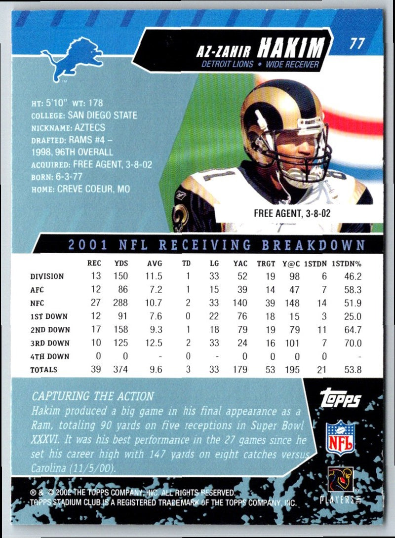 2002 Stadium Club Az-Zahir Hakim