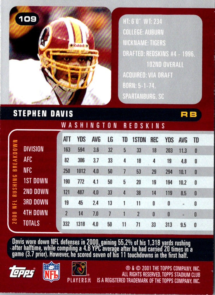 2001 Stadium Club Stephen Davis