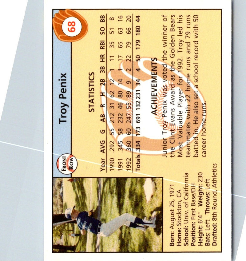 1992 Front Row Draft Picks Troy Penix