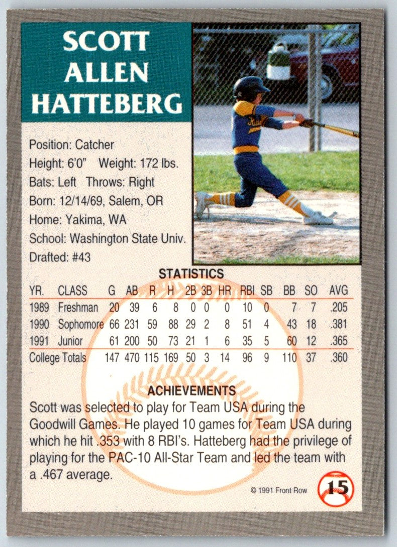 1991 Front Row Draft Picks Scott Hatteberg
