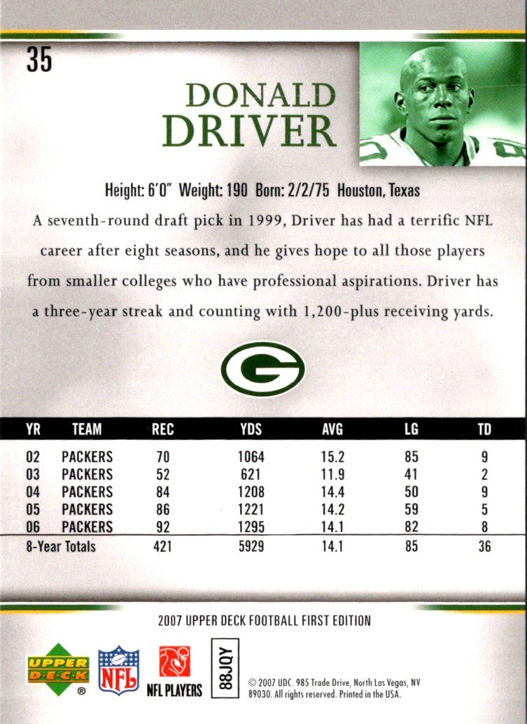 2007 Upper Deck First Edition Donald Driver