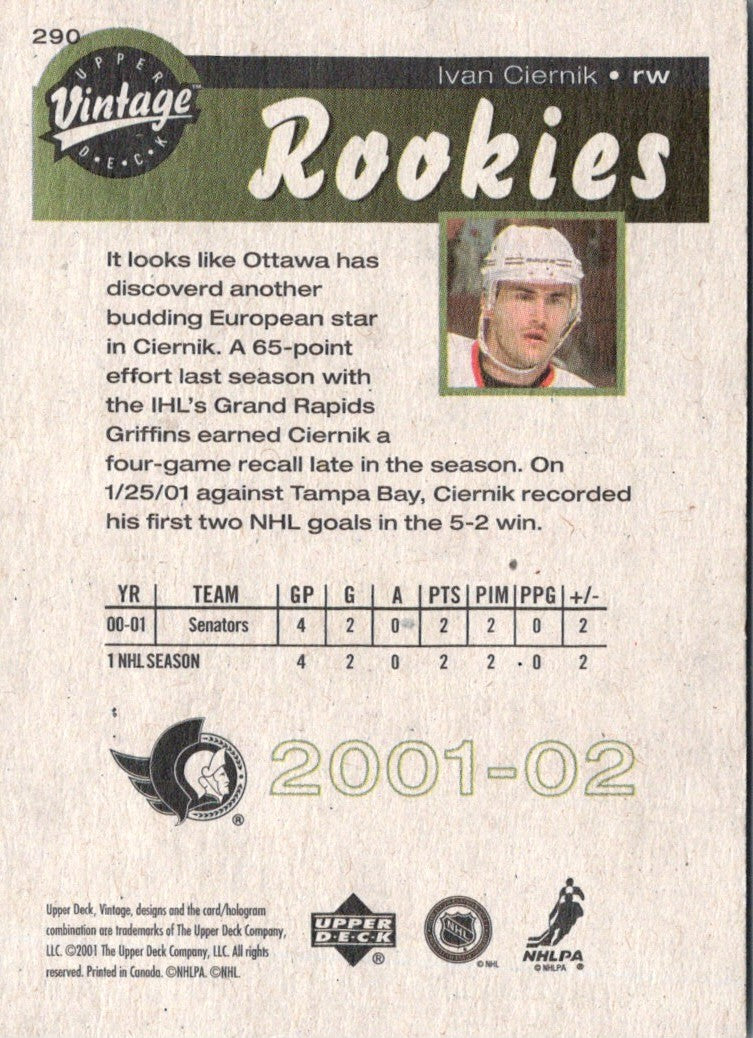 2001 Upper Deck Vintage Ivan Ciernik