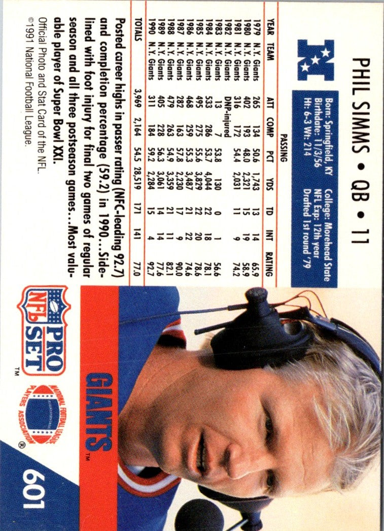 1991 Pro Set Phil Simms