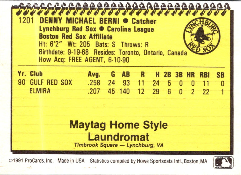 1991 ProCards Denny Berni
