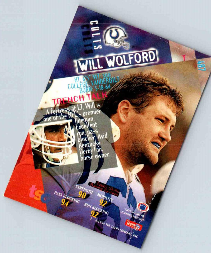 1994 Topps Stadium Club Football Will Wolford