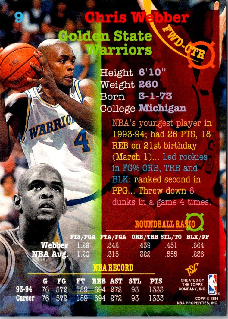 1994 Stadium Club Chris Webber