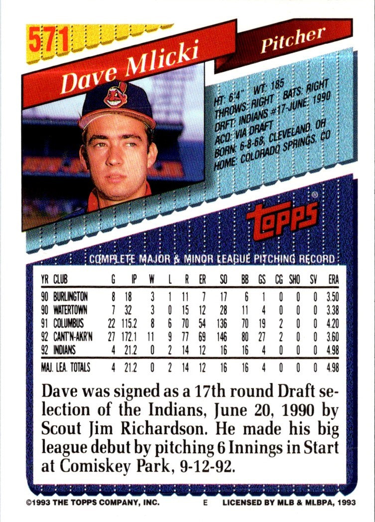 1993 Topps Dave Mlicki