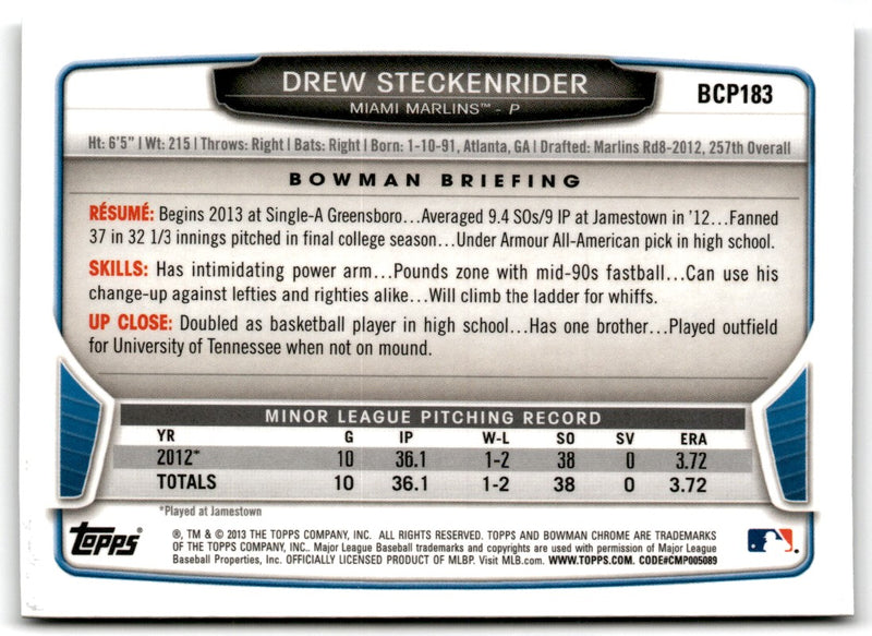 2013 Bowman Chrome Prospects Drew Steckenrider