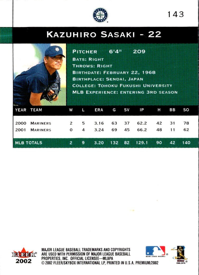 2002 Fleer Premium Kazuhiro Sasaki