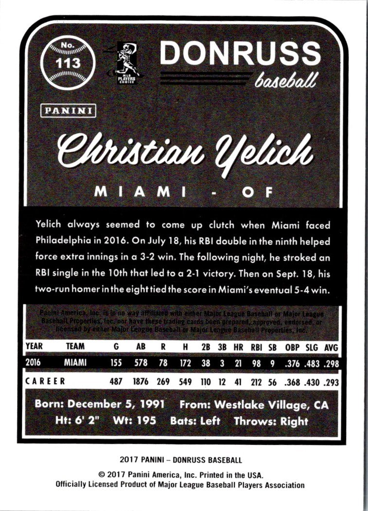 2017 Donruss Christian Yelich