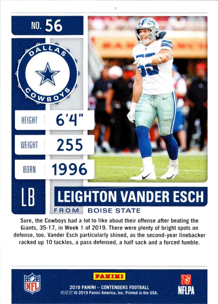 2019 Panini Contenders Season Ticket Red Zone Leighton Vander Esch