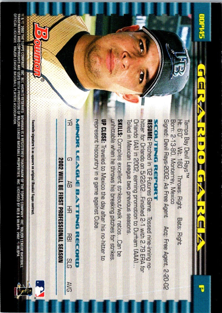 2002 Bowman Draft Picks & Prospects Gerardo Garcia