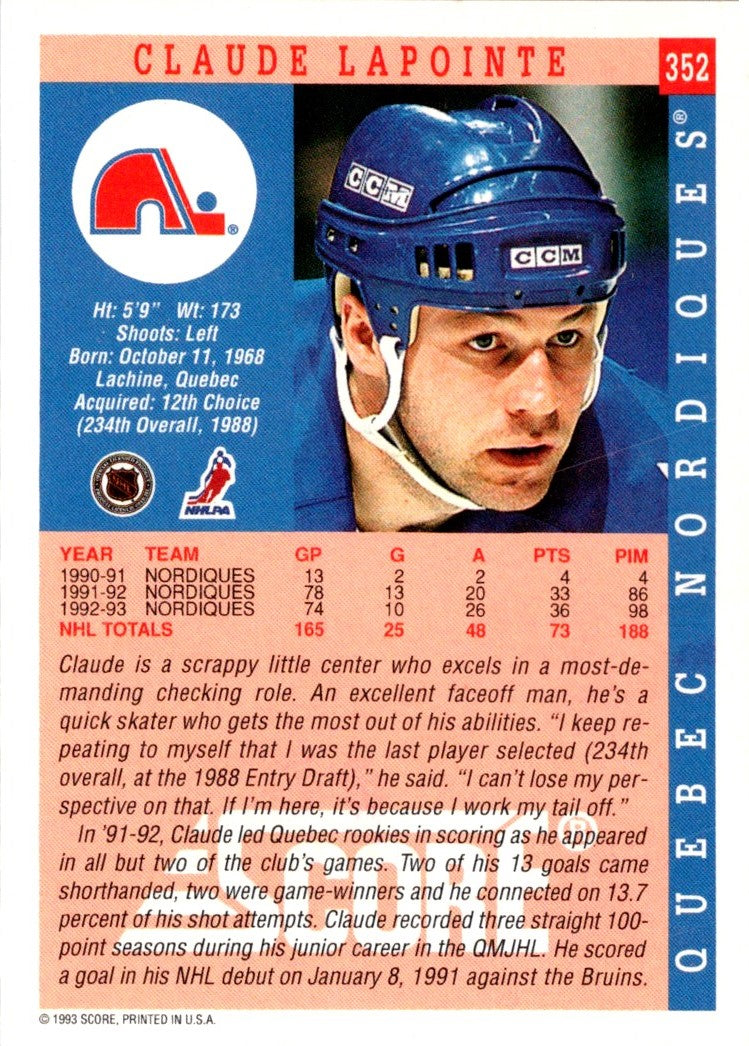 1993 Score Claude Lapointe