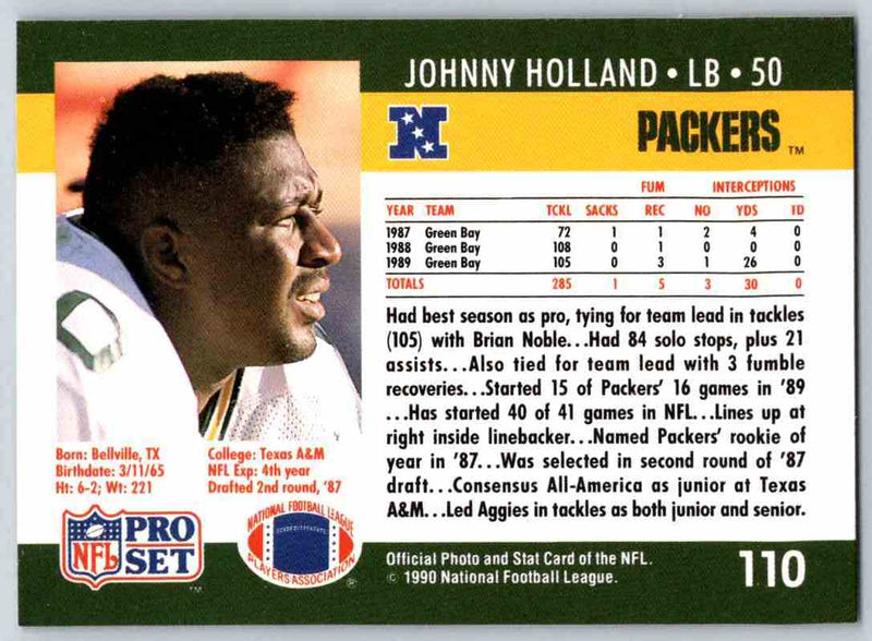 1990 Pro Set FACT Cincinnati Johnny Holland