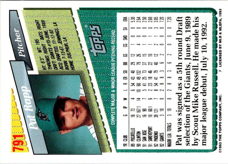 1993 Topps Pat Rapp