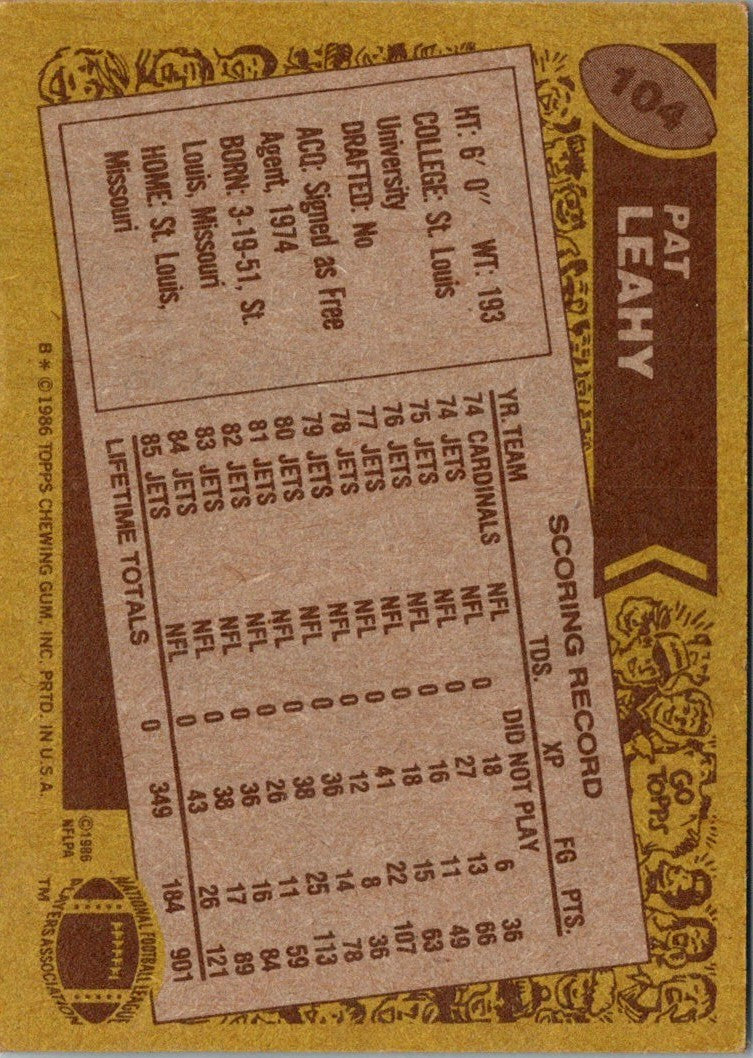 1986 Topps Pat Leahy