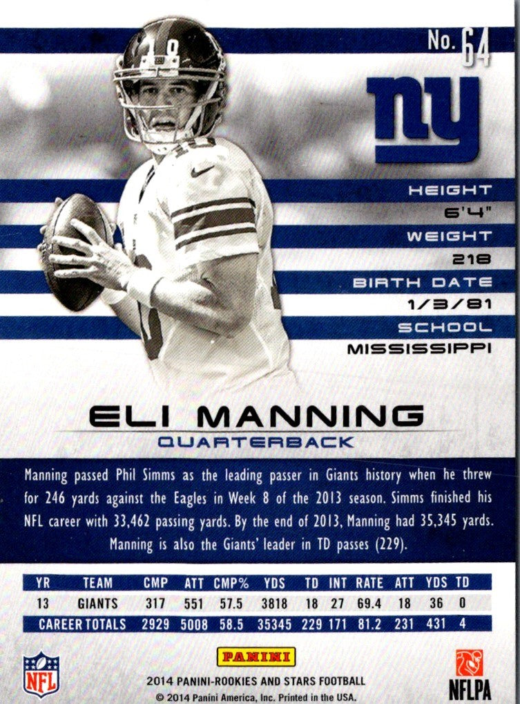 2014 Panini Elite Eli Manning