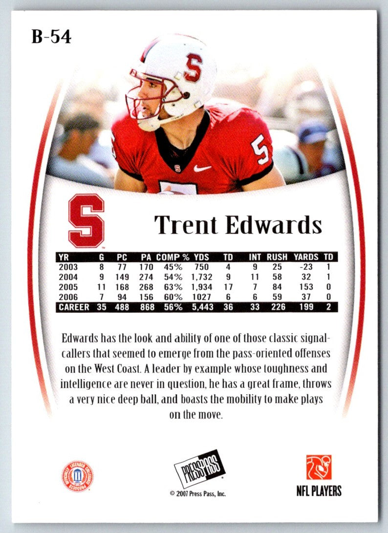 2007 Press Pass Legends Bronze Trent Edwards