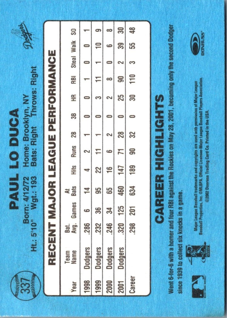 2002 Donruss Originals Paul Lo Duca