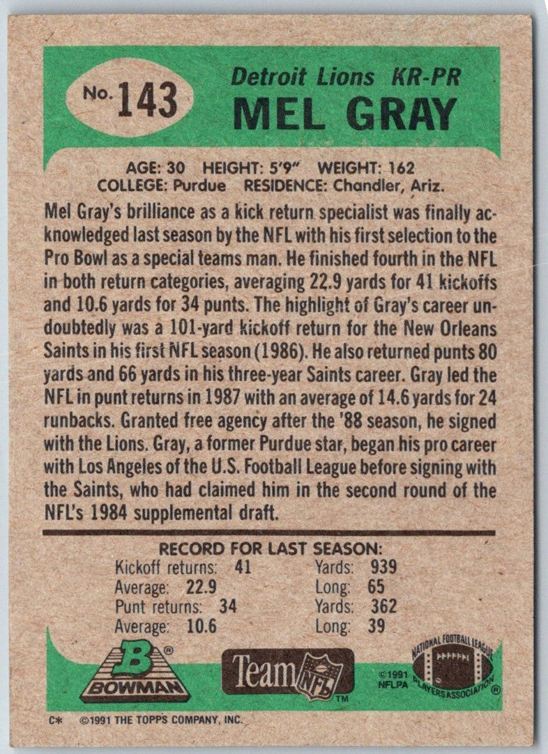 1991 Bowman Mel Gray