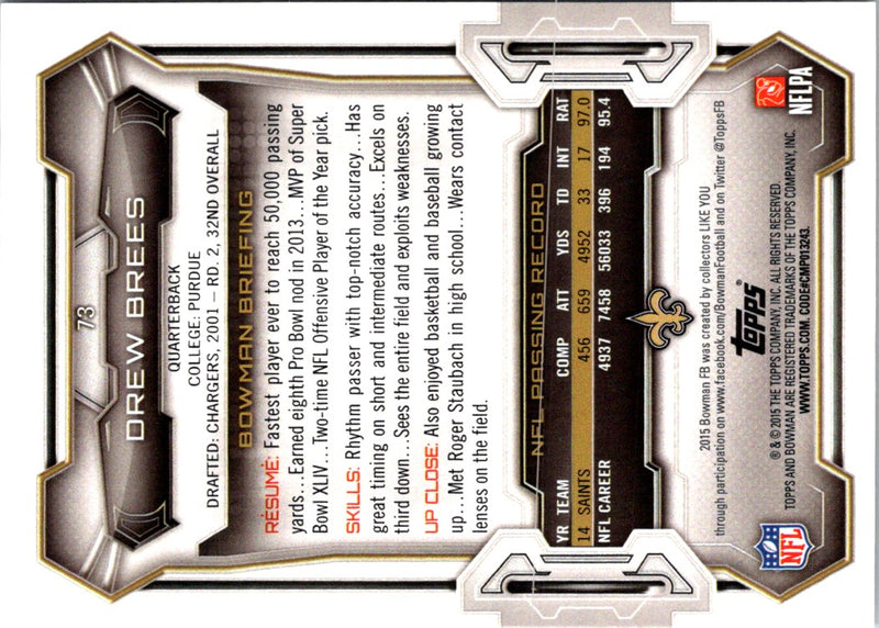 2015 Bowman Drew Brees