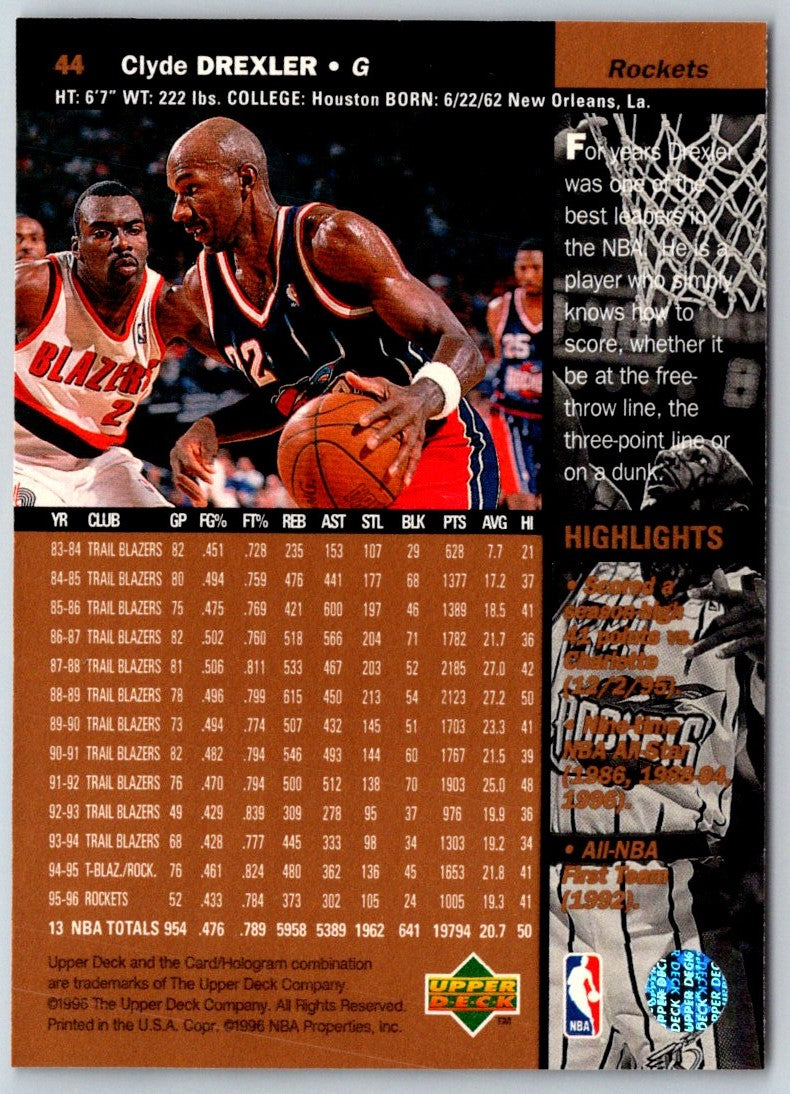 1996 Upper Deck Clyde Drexler