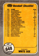 1981 Fleer Checklist: Mets/White Sox
