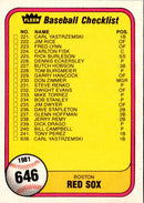 1981 Fleer Checklist: Red Sox/Braves