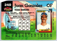 1992 Stadium Club Juan Gonzalez #240