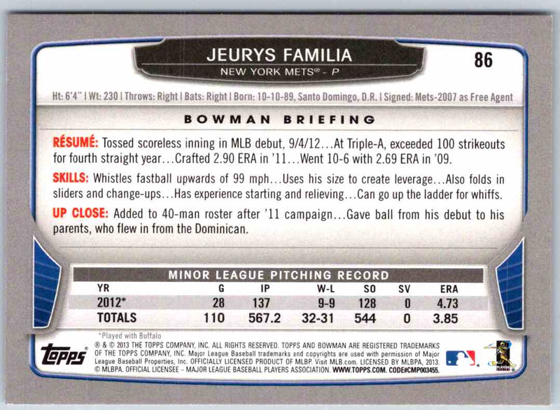 2013 Bowman Jeurys Familia