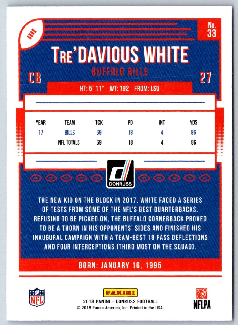 2018 Donruss Press Proof Blue Tre'Davious White