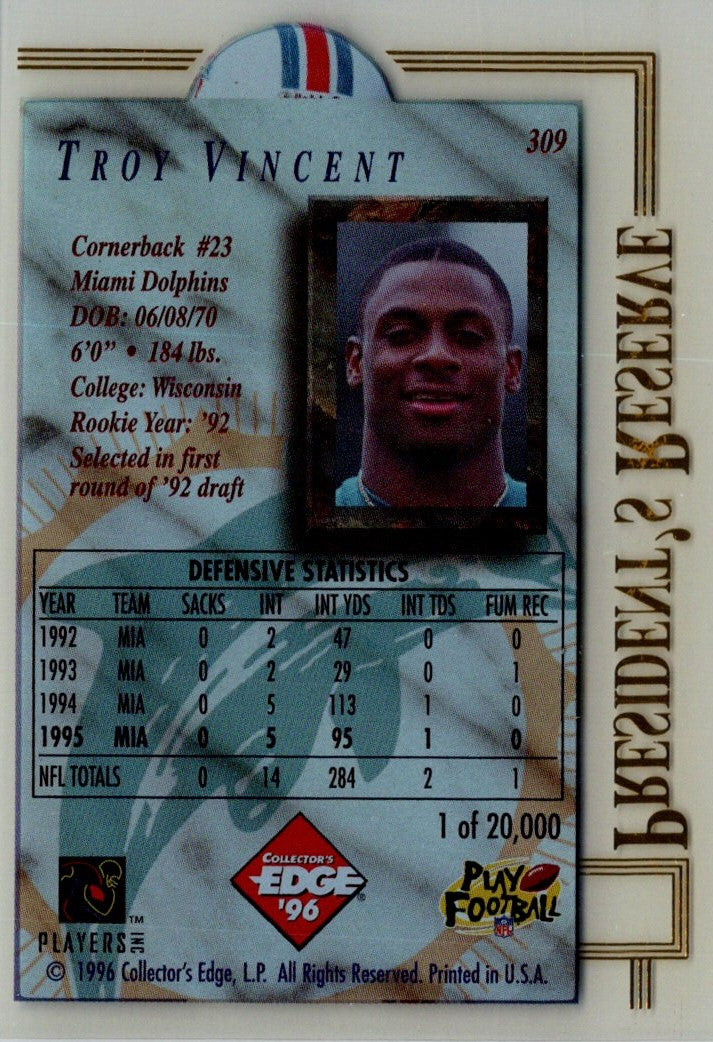 1996 Collector's Edge President's Reserve Troy Vincent