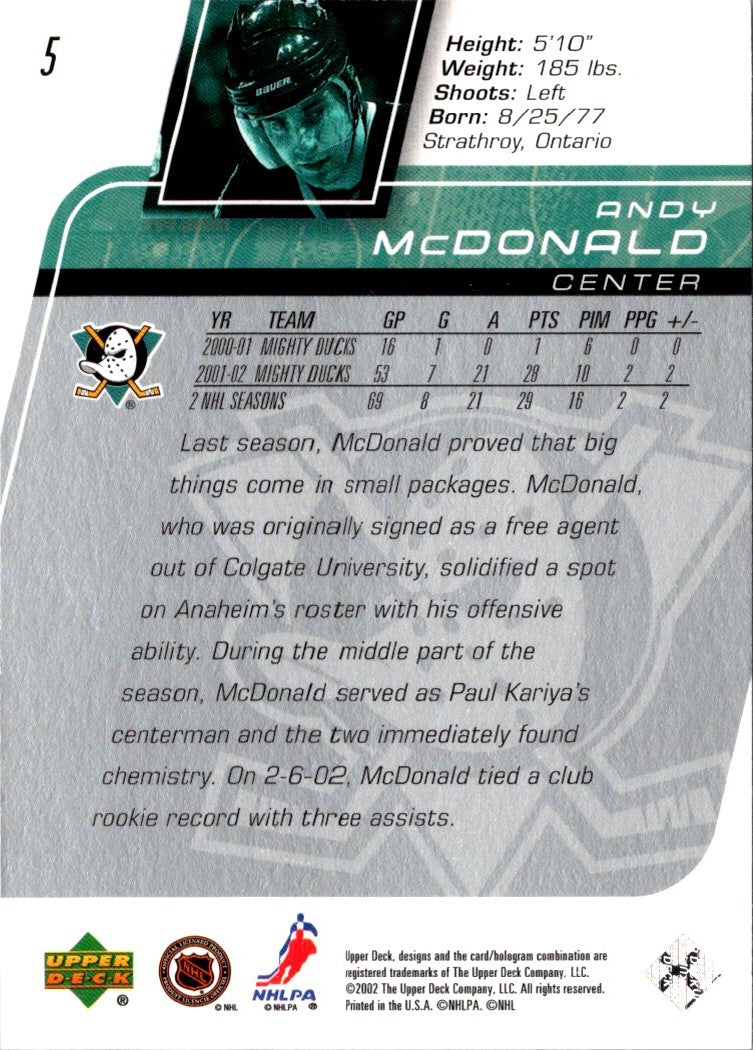 2002 Upper Deck Andy McDonald